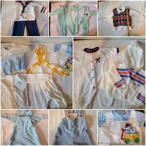 Lot of 12 Baby/Toddler Vintage Clothing, Wool Zip Up Sleep Sack, Sailor Outfit